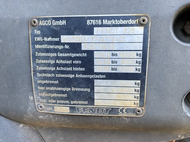 2009 fendt 928 landbouwtraktor - afbeelding 38 van  50