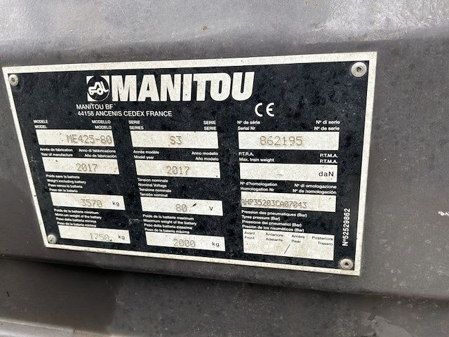 2017 manitou me425-80 vorkheftruck - afbeelding 14 van  21