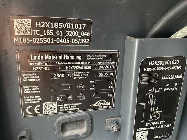 2019 linde h25 evo heftruck met balenklem - afbeelding 28 van  35