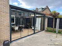 Compleet glazen schuifdeursysteem 3 deurs, veiligheidsglas 10 mm, 2640 mm breed, 3 stuks deuren 900 mm 2400 mm hoog, antraciet lichtgrijs ral 7016 — foto 8